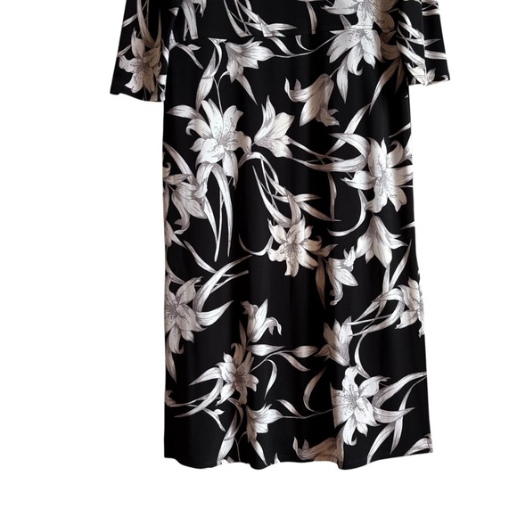 Joseph Ribkoff Black and White Floral LDS Cover Up Size 10 Kimono Cardigan - Picture 3 of 10